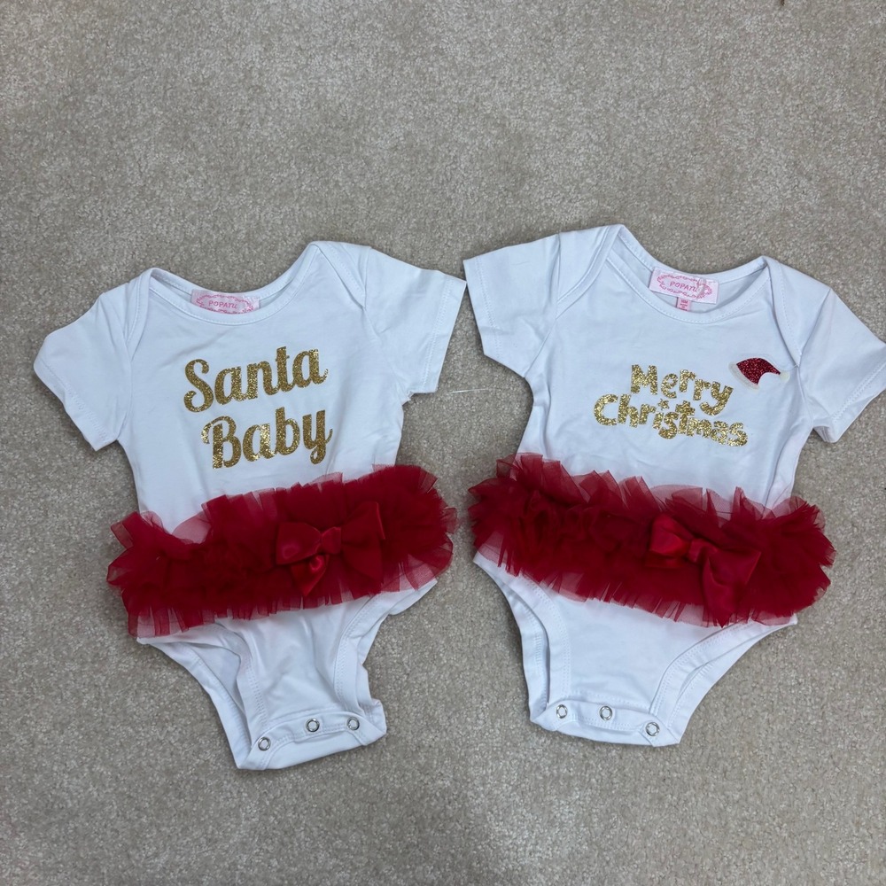 Popatu Baby Christmas Bodysuit Set Santa Baby Merry‎ Christmas 18M